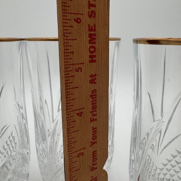 Set of 4 Salzburg Gold Highball Glasses by Cristal de Flandre 5.5" - Picture 4 of 7